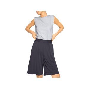 B NEW YORK Womens Gray Pocketed Pleated Elastic Back Waist Wide Leg Shorts XL